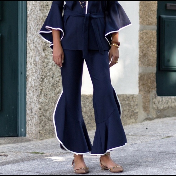 🦋 ZARA HIGH WAIST CONTRASTING FRILL TROUSERS🦋 - Picture 2 of 8